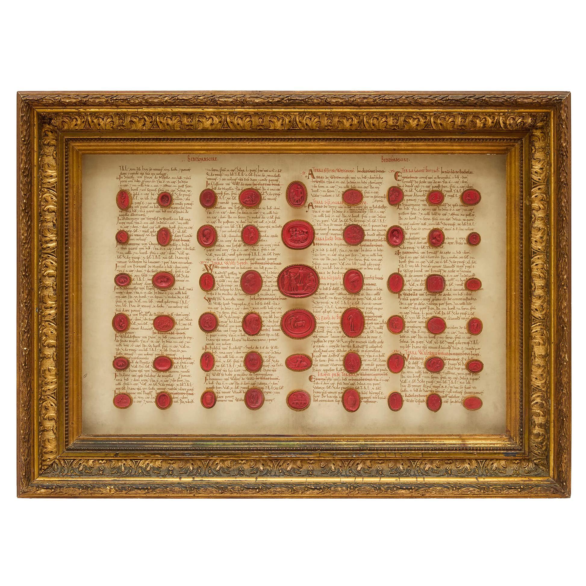 Grand cadre antique Collectional Italian Grand Tour Red Wax Intaglios