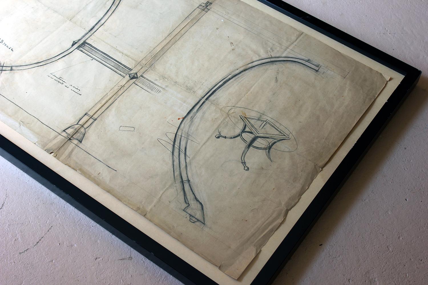 Large Framed Archival Design for a Table; Maison Paul Fargette & Maison Charles 6