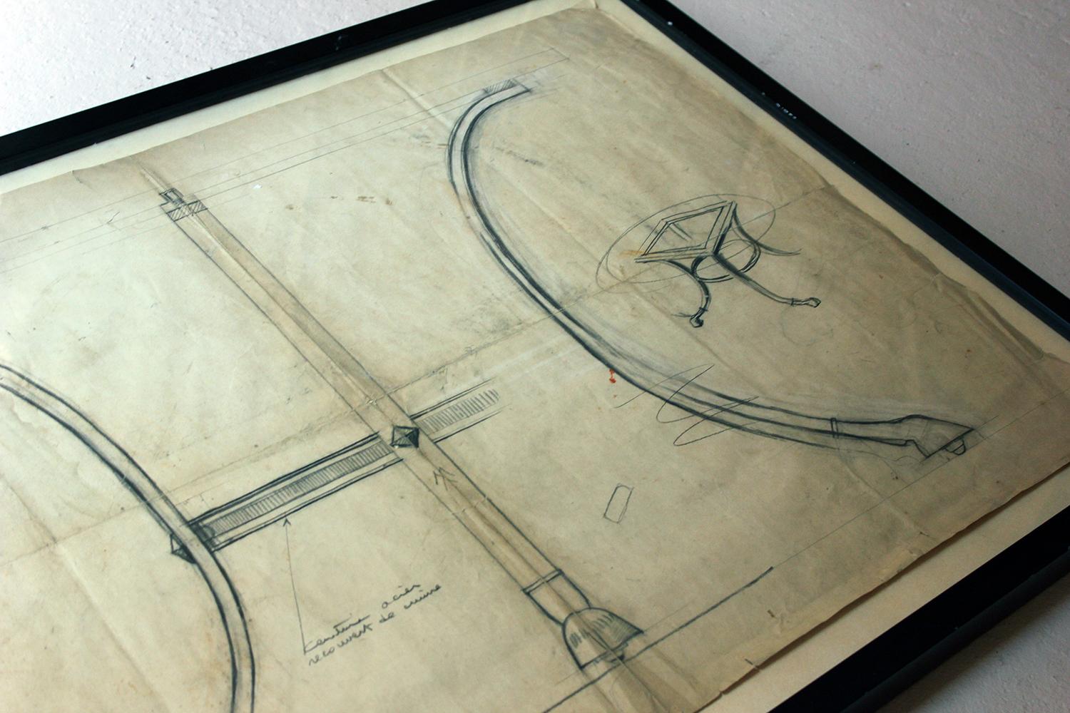 Large Framed Archival Design for a Table; Maison Paul Fargette & Maison Charles 7