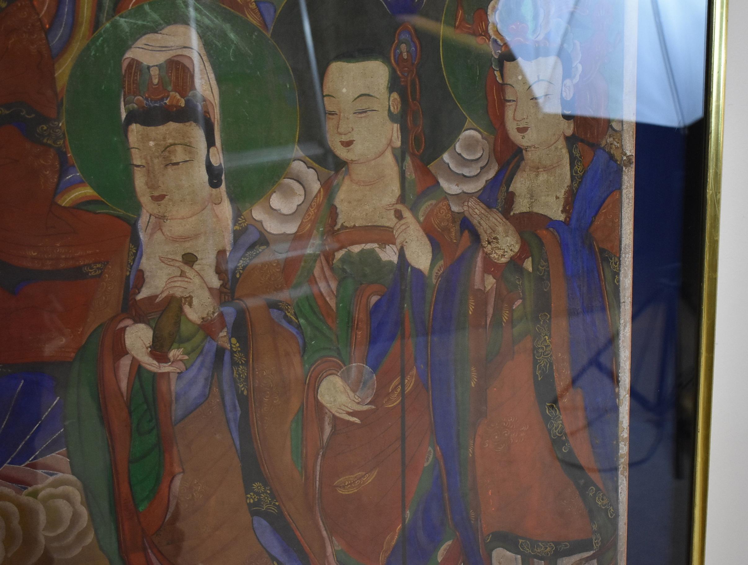 Paper Large Framed Asian Buddha Amitabha Print For Sale