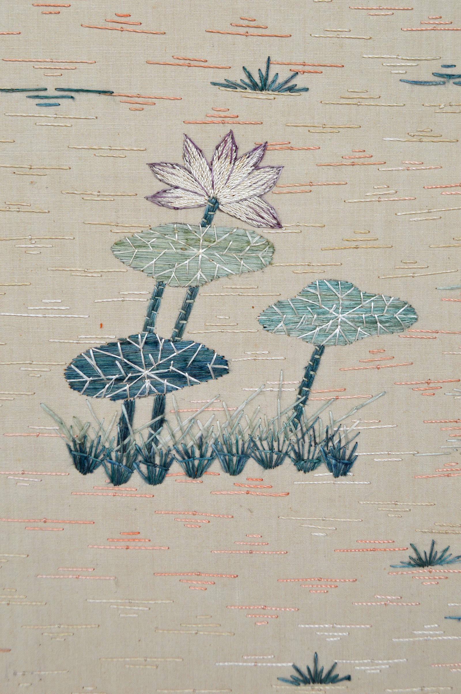 Mid-20th Century Large Framed Asian Silk Embroidery Tapestry, 