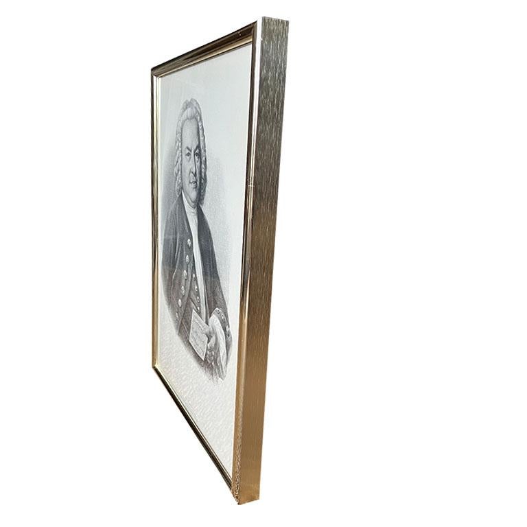 Large Framed Baroque Etching of German Composer Johann Sebastian Bach For Sale 2