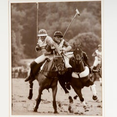 Grands tirages photographiques d'action en noir et blanc encadrés de la ligue mondiale de polo