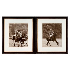 Large Framed Black and White Action Photographic Prints of World Polo League