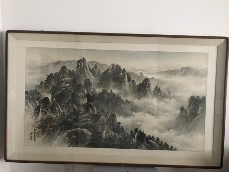 Chinese Export Large Framed Chinese Landscape Painting For Sale
