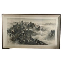 Large Framed Chinese Landscape Painting