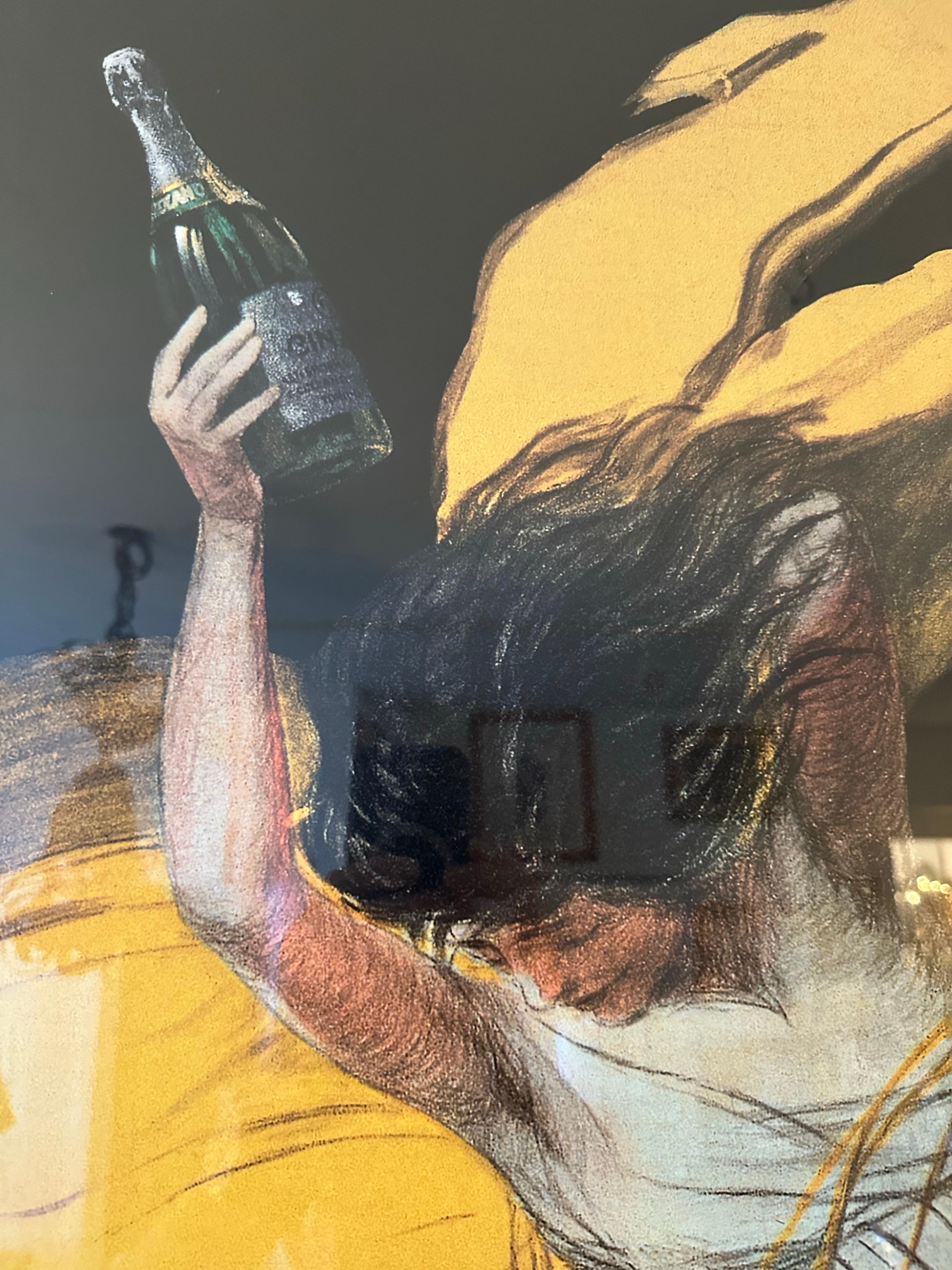 Large Framed Cinzano 1920 Poster in a Bold Custom Frame In Good Condition For Sale In WEST PALM BEACH, FL