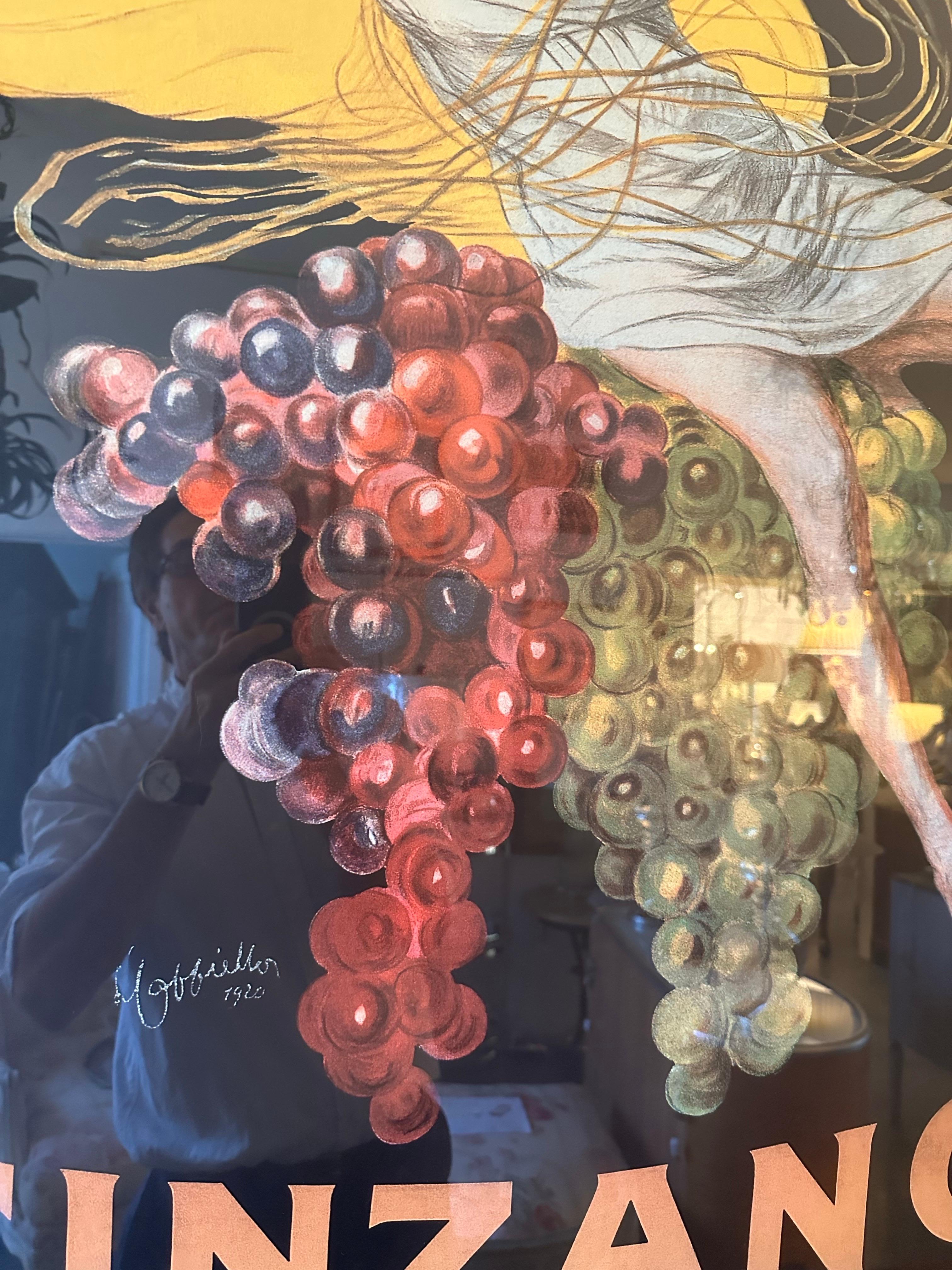 Early 20th Century Large Framed Cinzano 1920 Poster in a Bold Custom Frame For Sale