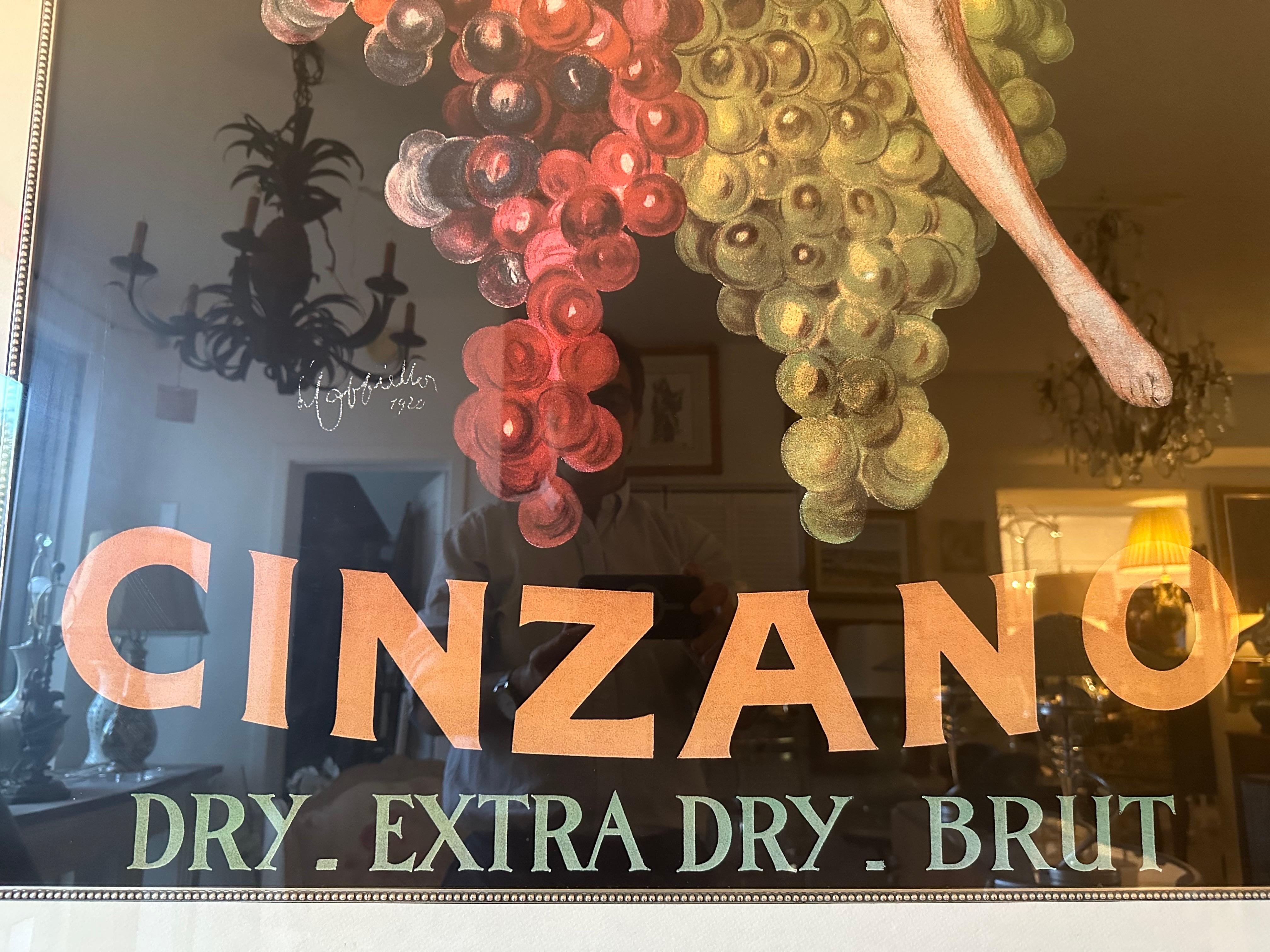 Large Framed Cinzano 1920 Poster in a Bold Custom Frame For Sale 1