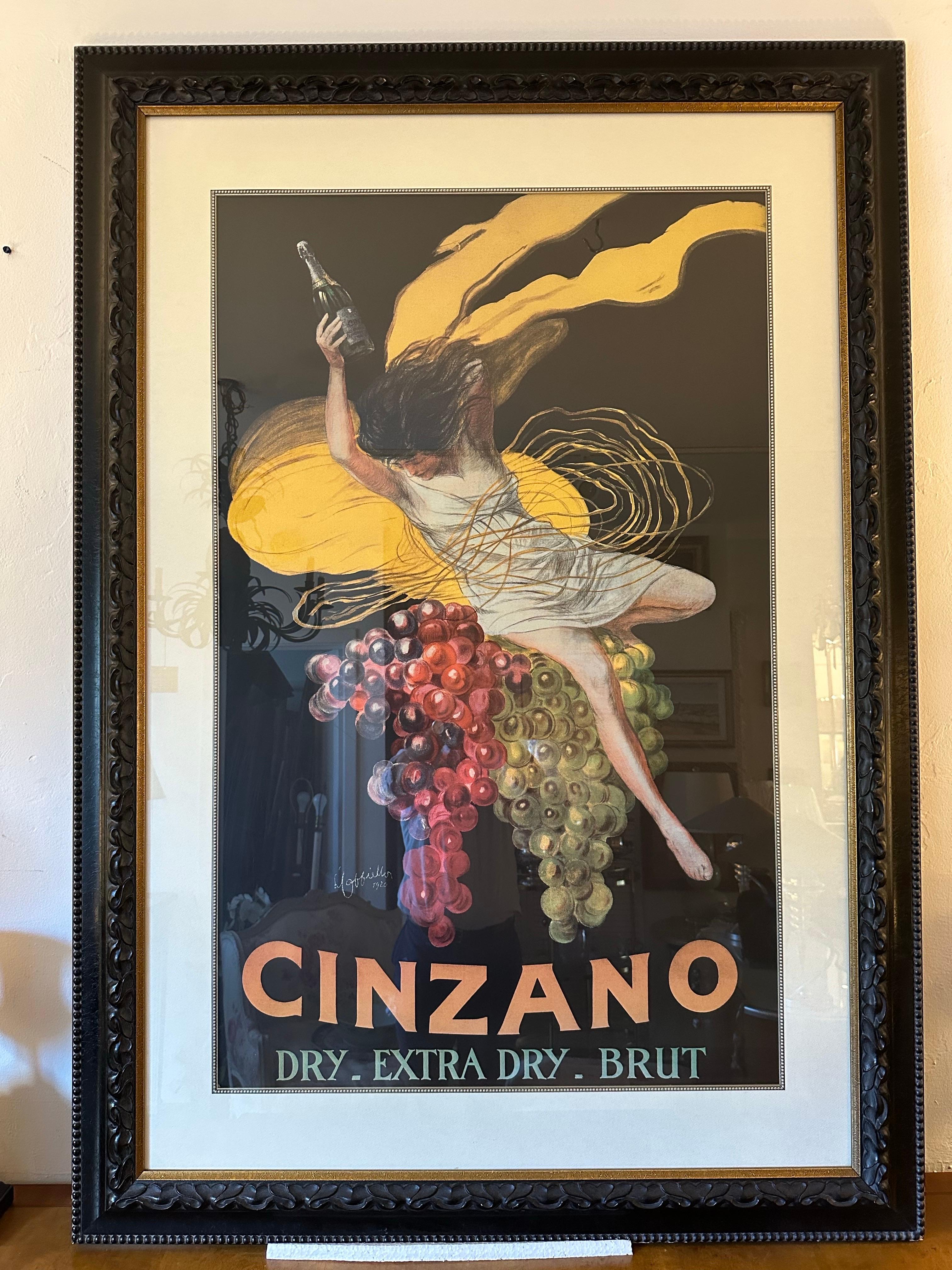 Large Framed Cinzano 1920 Poster in a Bold Custom Frame For Sale 3