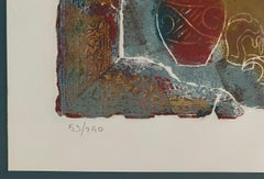 Große gerahmte Farblithographie von Frauen, Reiterinnen und Tänzerinnen, signiert