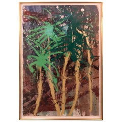 Large Framed Dale Chihuly Splatter Painting Palm Fronds on Paper