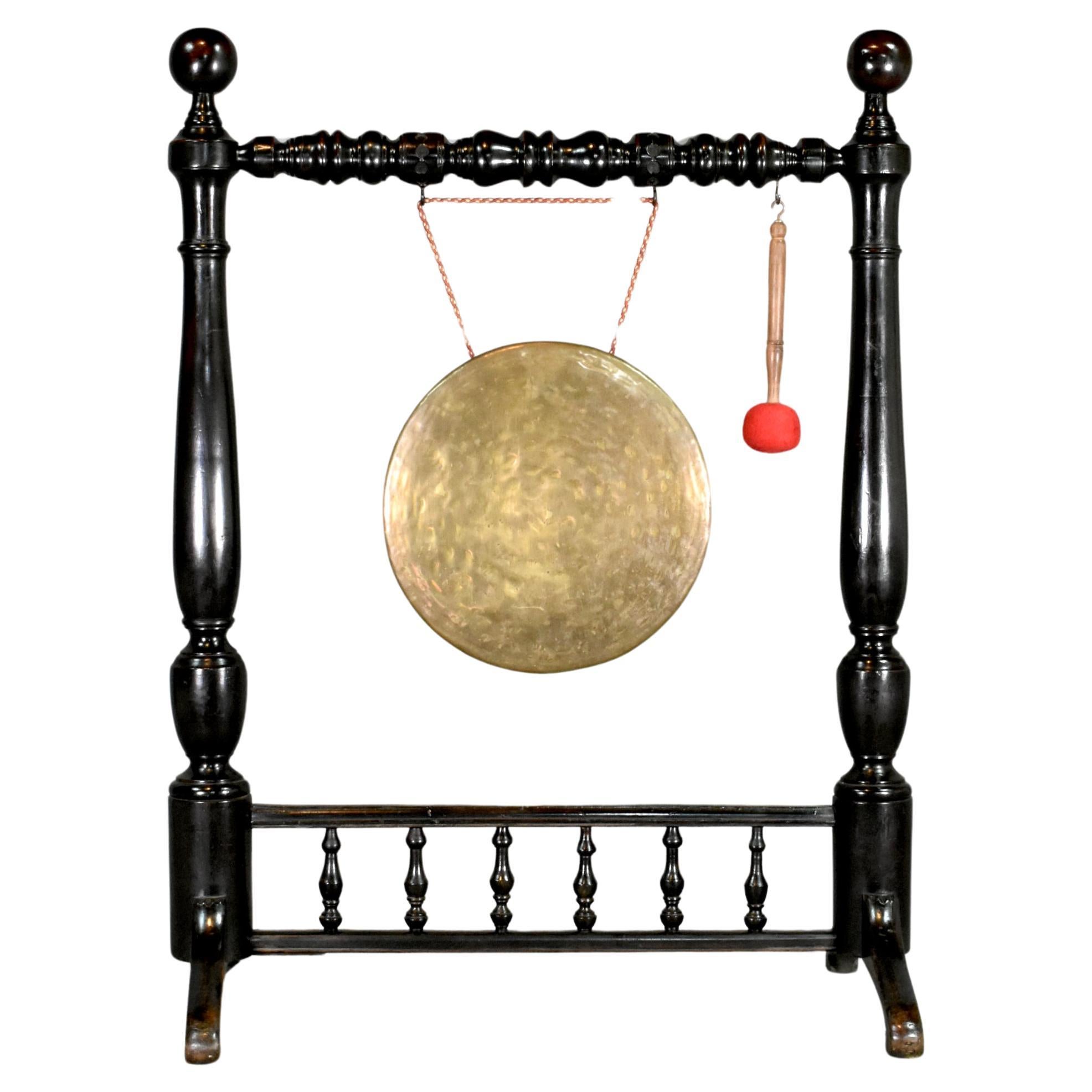 Large Framed Dinner Gong in Mahogany  For Sale