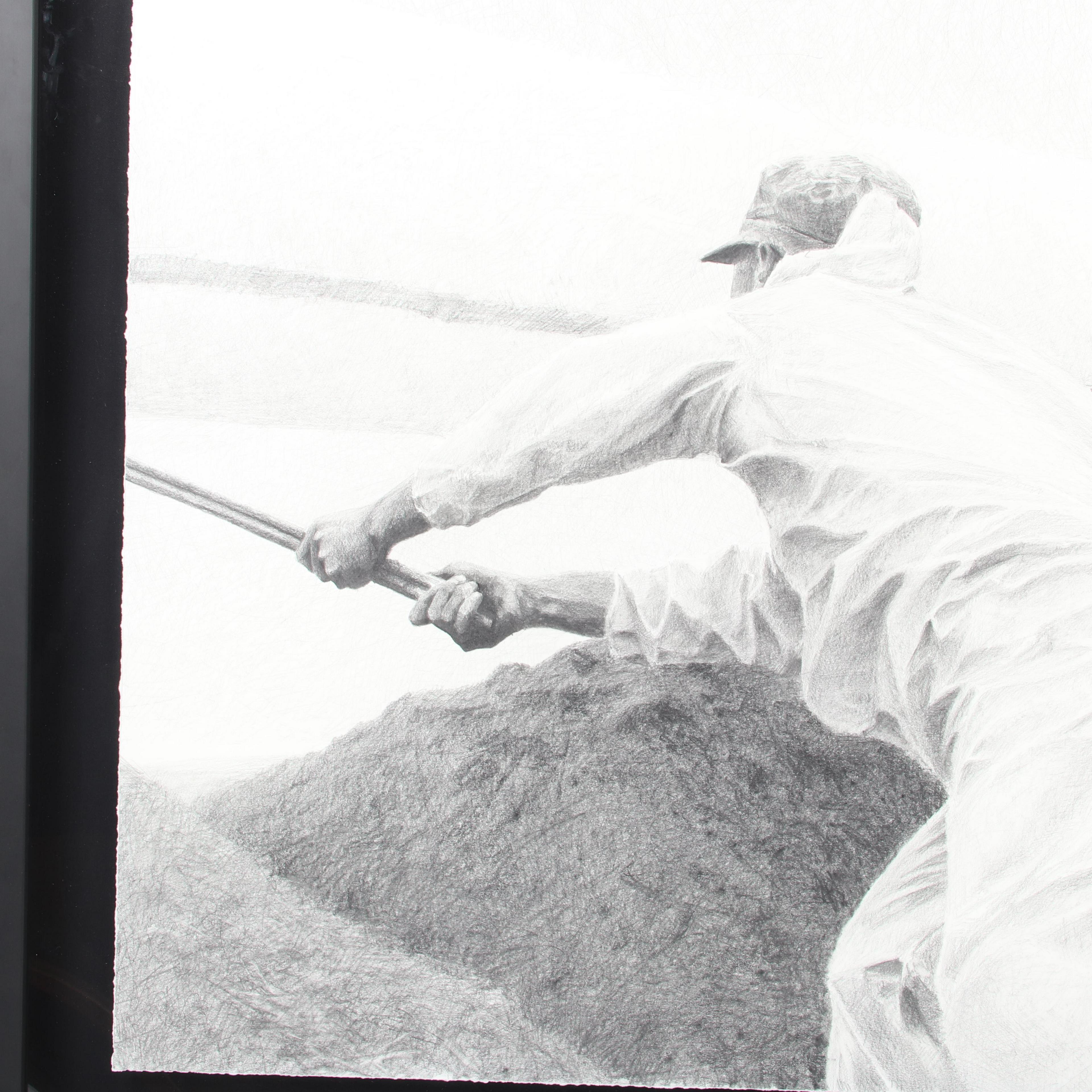 Post-Modern Large Framed Drawing Ethan Murrow For Sale