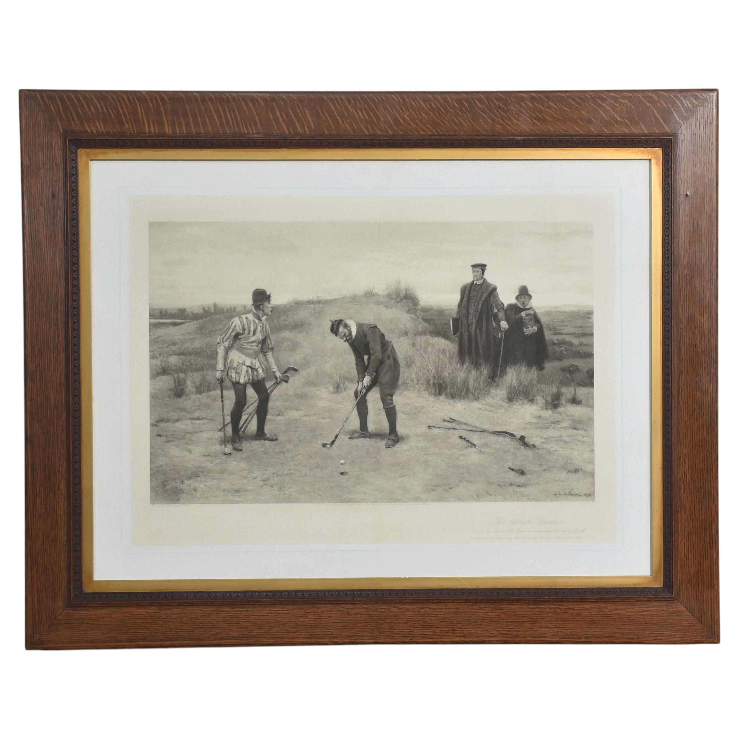 Large Framed Engraving – The Sabbath Breakers After J. C. Dollman, 1896 For Sale