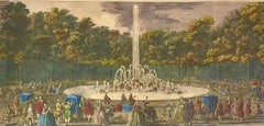 Large Framed French Etching of Versailles, Le Bassin d’Encelade