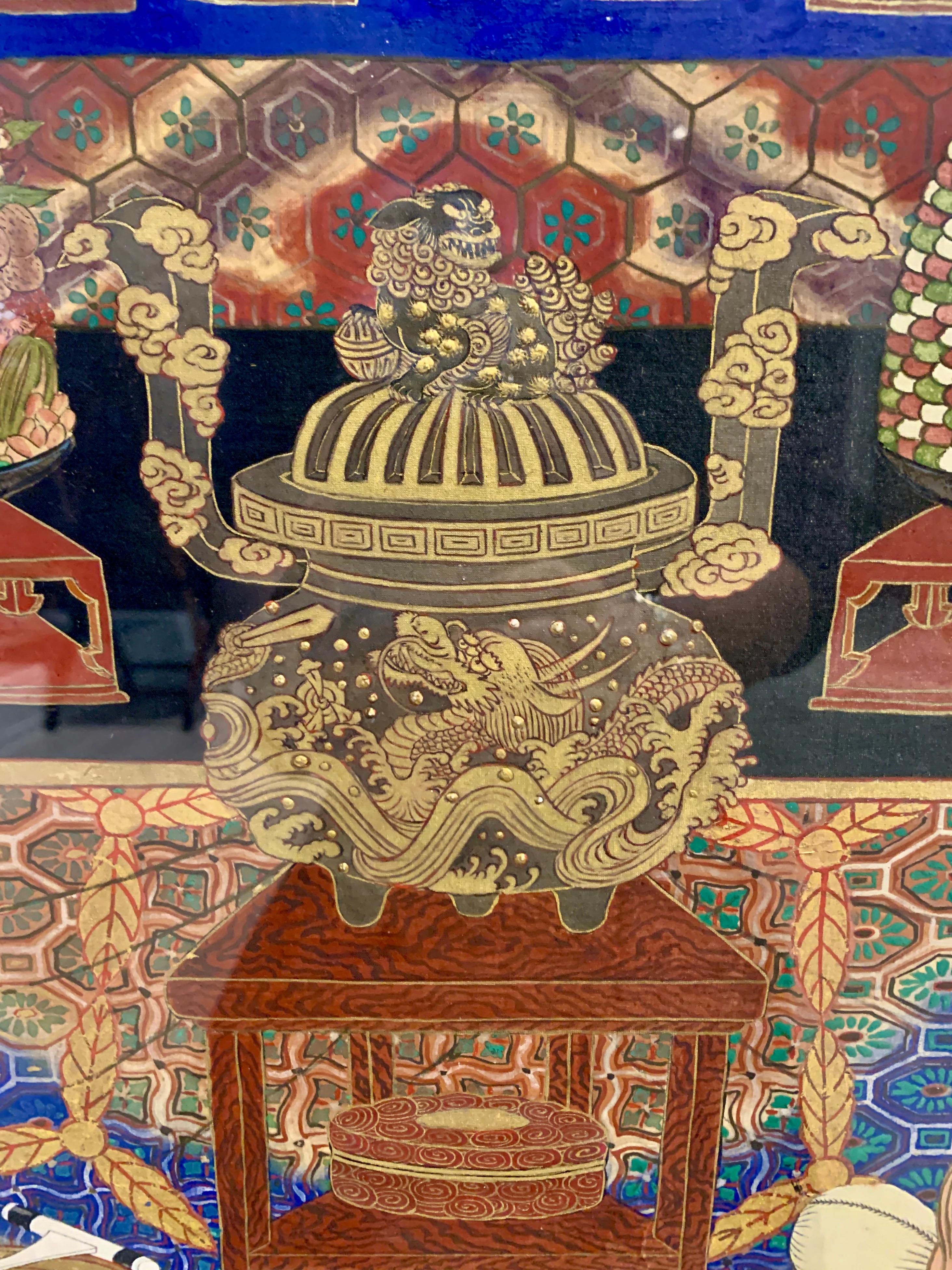 Large Framed Japanese Buddhist Amida Temple Hall Painting, Mid-19th Century For Sale 4