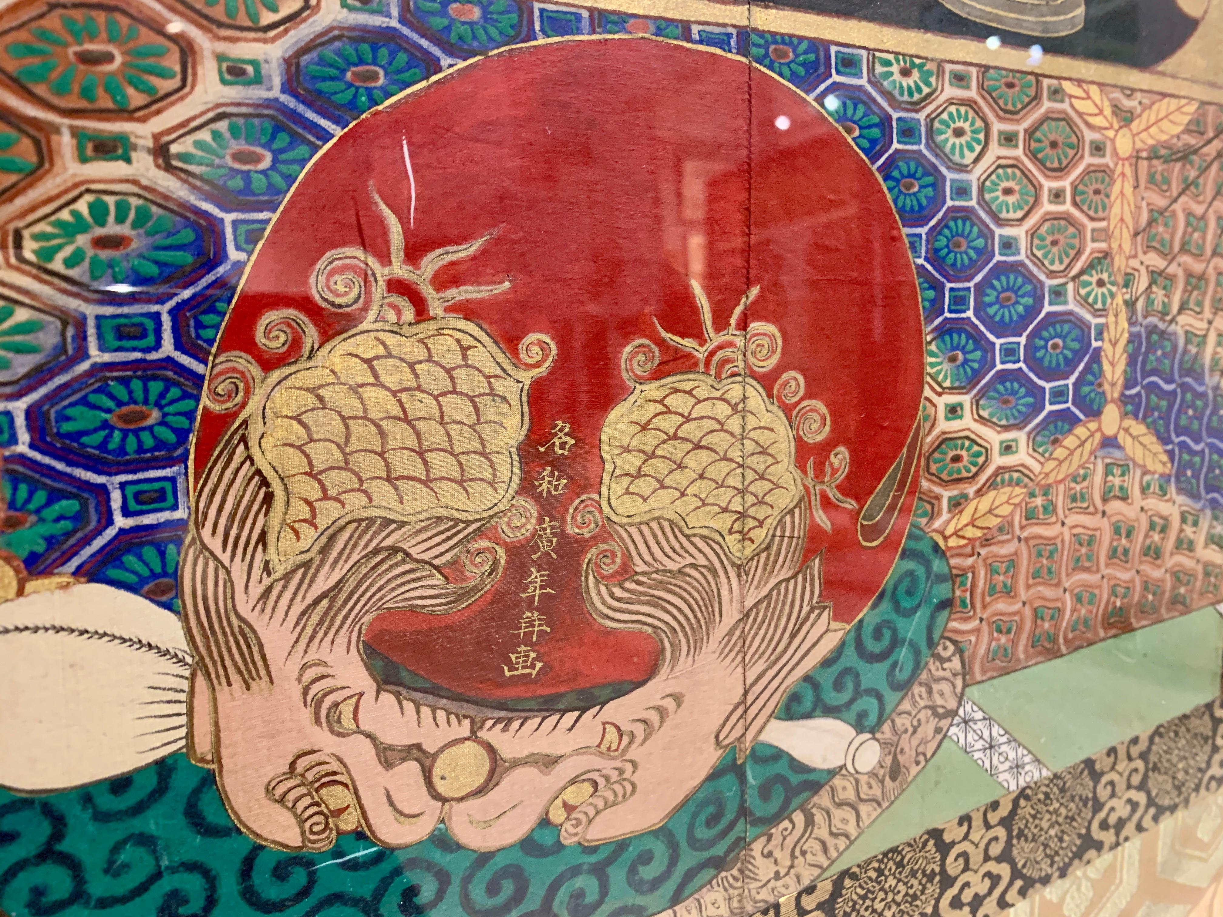 Grande peinture de temple bouddhiste japonaise Amida encadrée, milieu du 19e siècle en vente 4