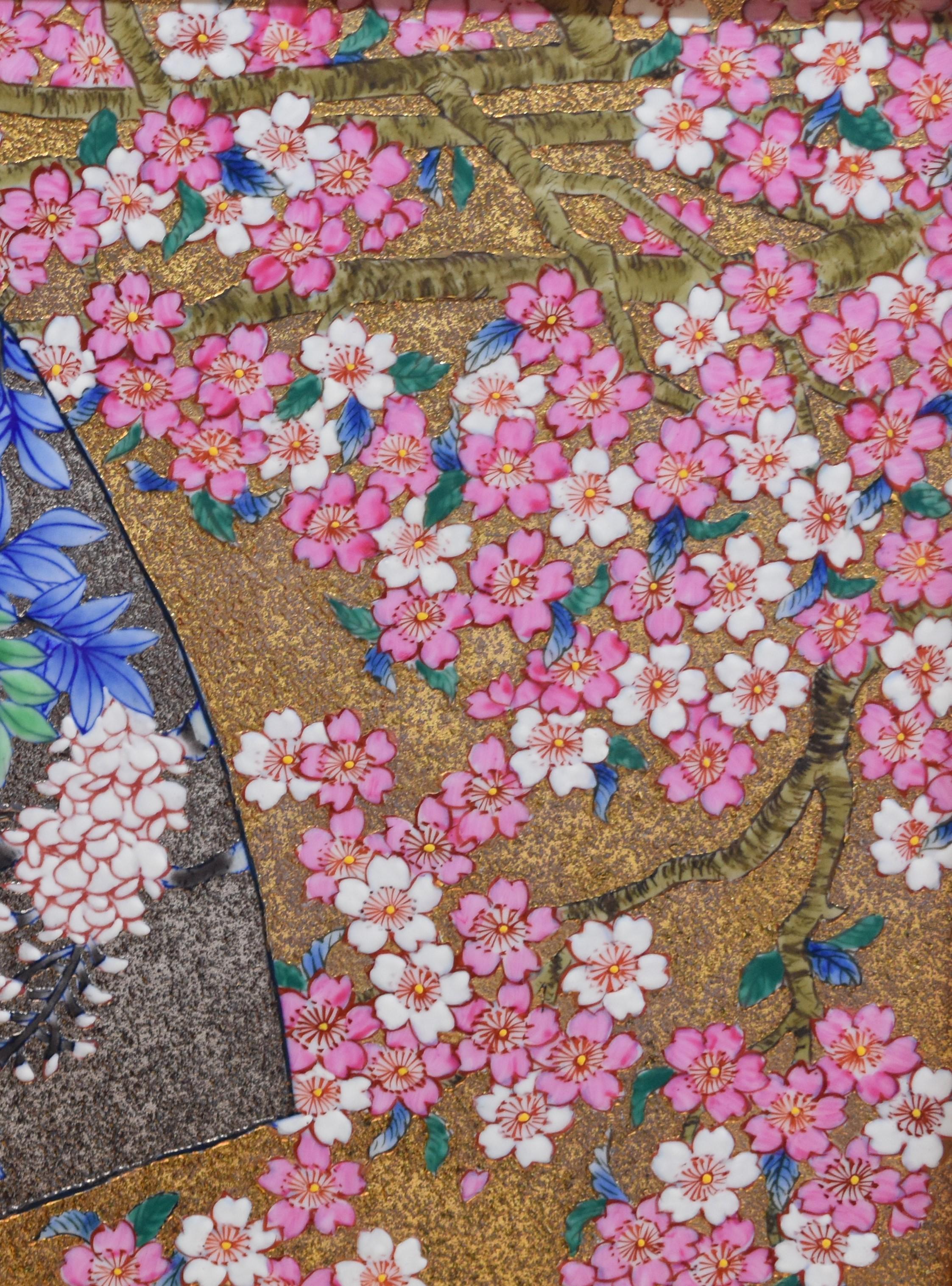 Gold Large Framed Japanese Contemporary Gilded Ceramic Plate by Master Artist