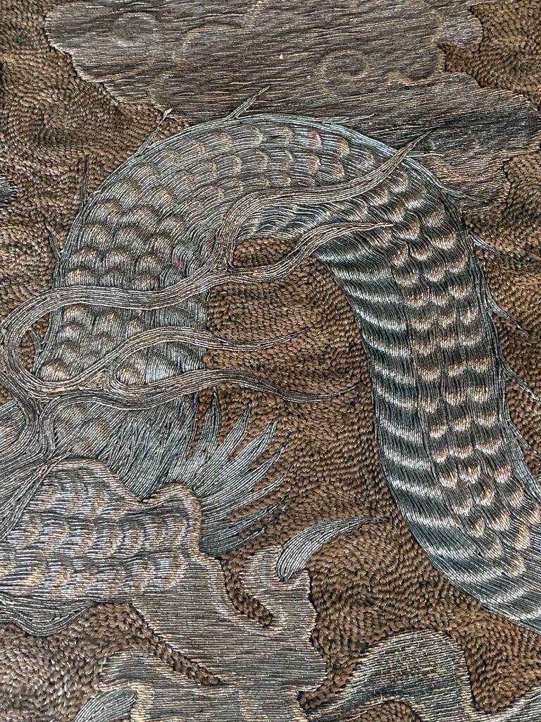 Large Framed Japanese Embroidery Dragon Tapestry For Sale at 1stDibs