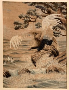 Large Japanese Embroidery Textile Tapestry