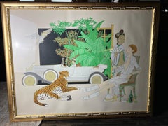 Large Framed Lithograph by Philippe Henri Noyer titled "White Rolls Royce"