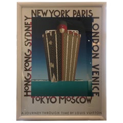 Large Framed Louis Vuitton Framed Travel Poster, 20th Century