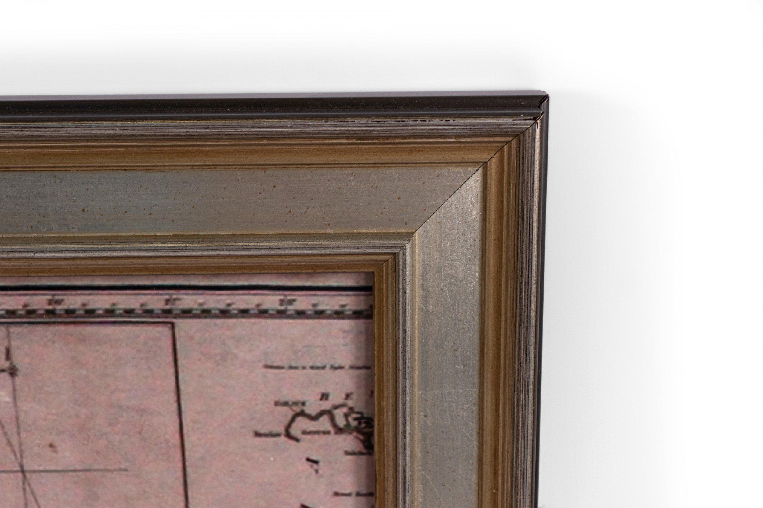 French Large Framed Map of the Mediterranean For Sale