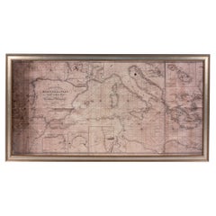 Vintage Large Framed Map of the Mediterranean