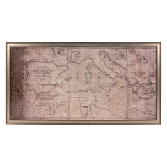 Large Framed Map of the Mediterranean