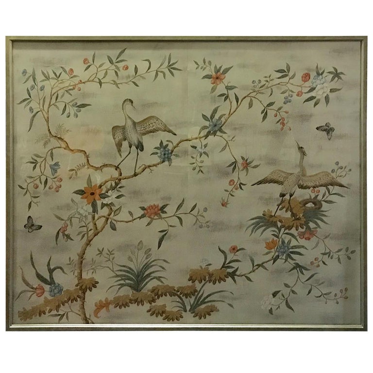Large Framed Modern Midcentury Chinoiserie Wallpaper Panel by Gracie at ...