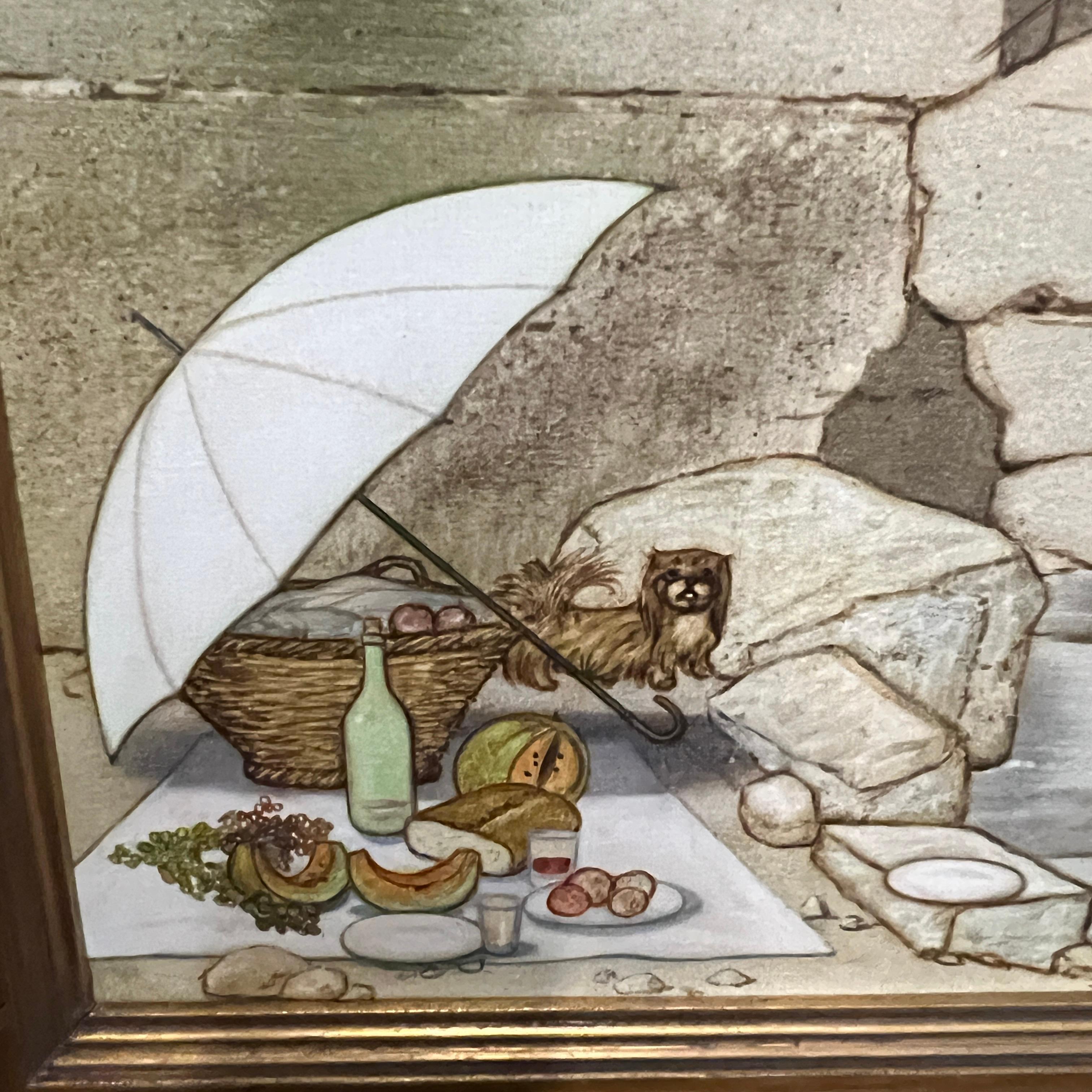 Other Large Framed Original Oil Painting of a Family Picnic by Philip Henri Noyer For Sale