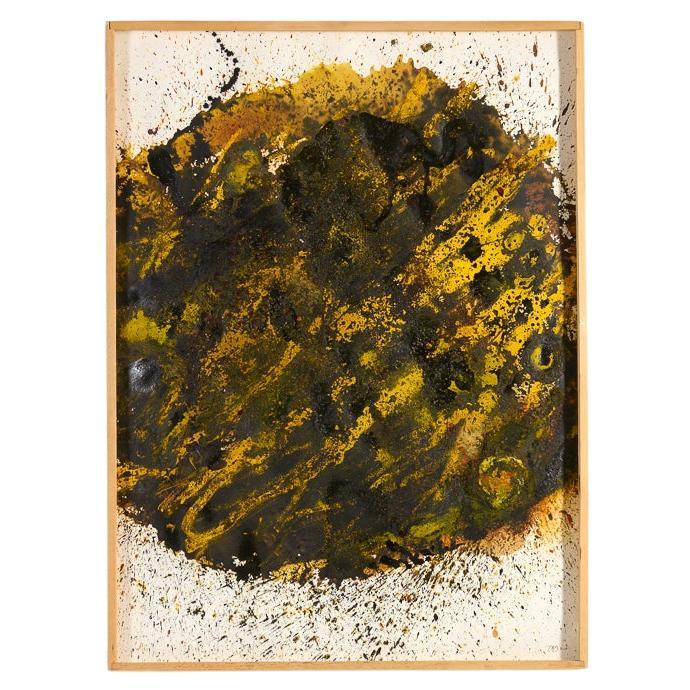 Grande peinture encadrée d
une planète par Thierry Despont