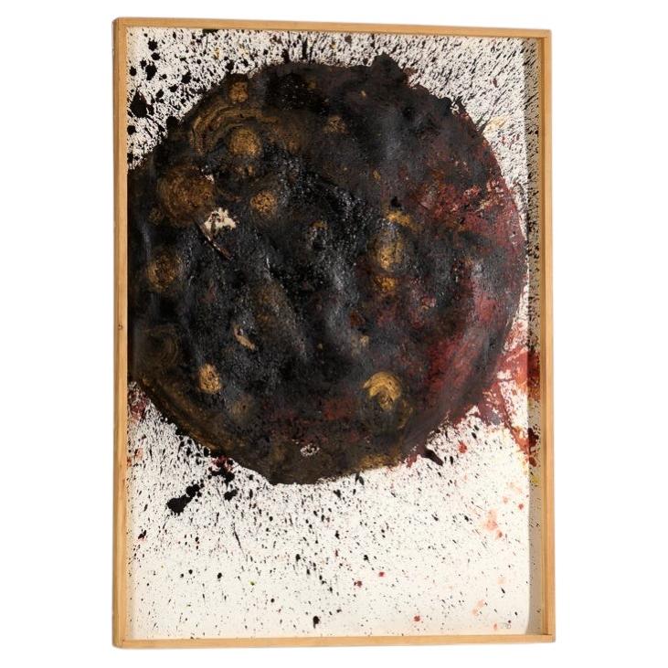 Grande peinture encadrée d'une planète par Thierry Despont