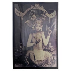 Framed Portrait of Balinese Girl in Ceremonial Attire Black & White