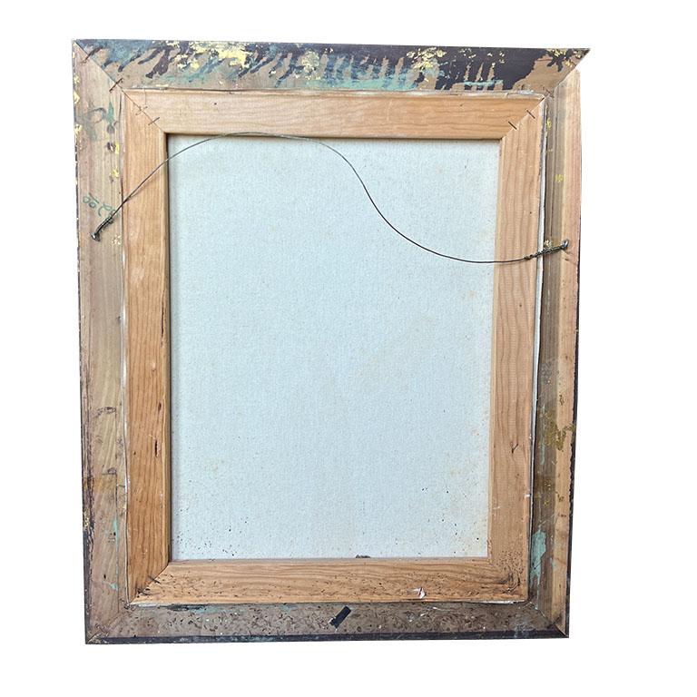 20th Century Large Framed Portrait Painting of a Woman at the Great Wall in Green - Signed For Sale