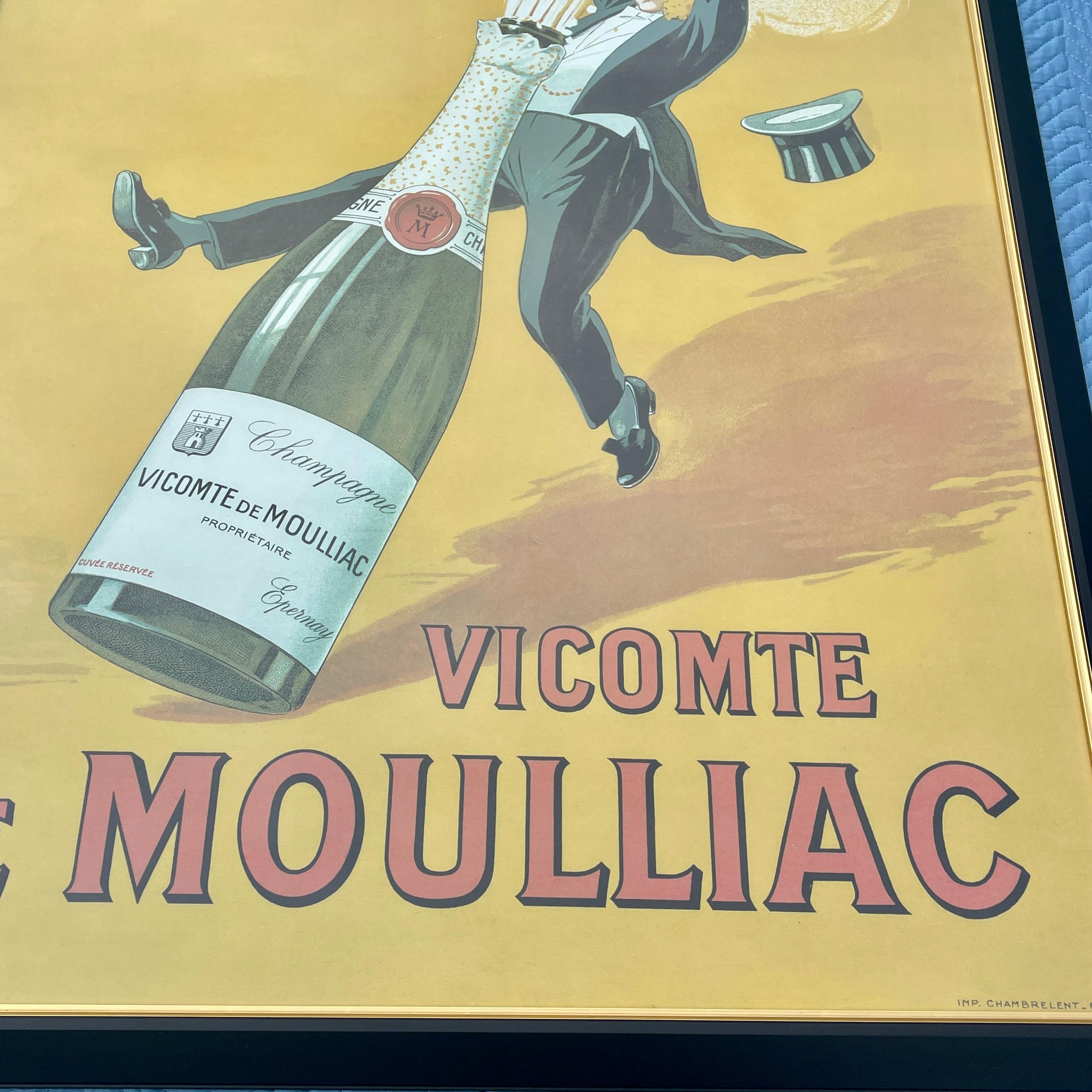 Large Framed Poster For Champagne Vicomte de Moulliac In Good Condition In Haddonfield, NJ