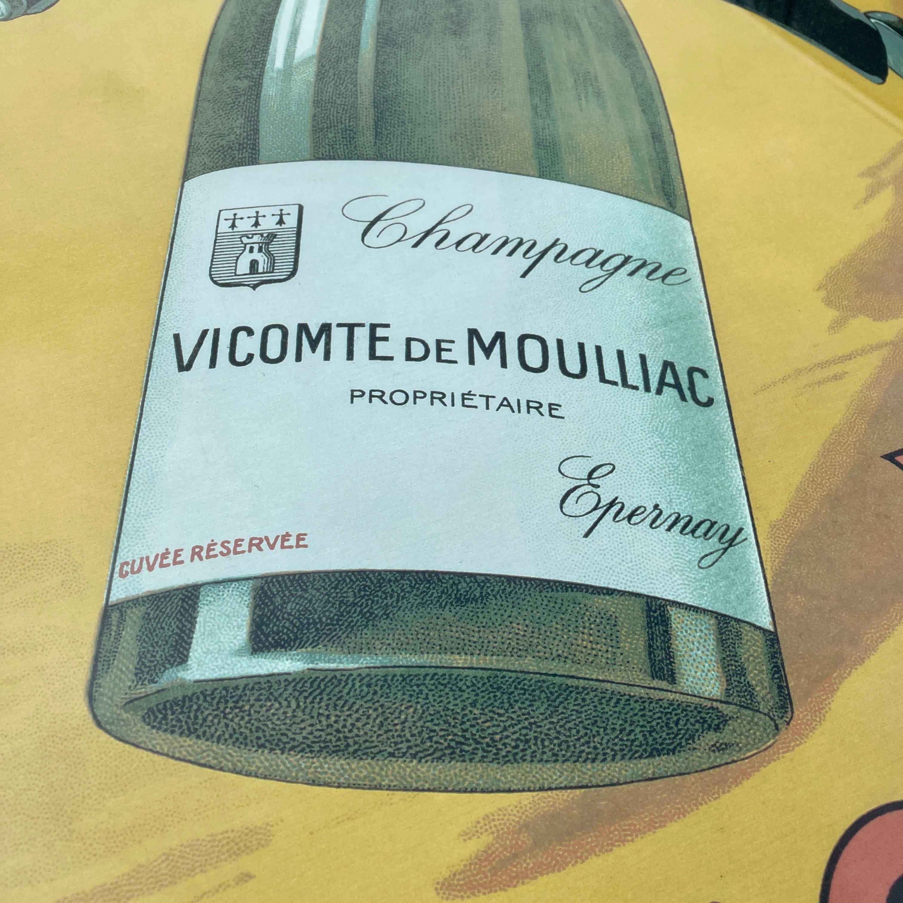 20th Century Large Framed Poster For Champagne Vicomte de Moulliac