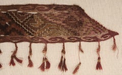 Large Framed Pre-Columbian Antique Peruvian Textile Fragment Chancay Culture