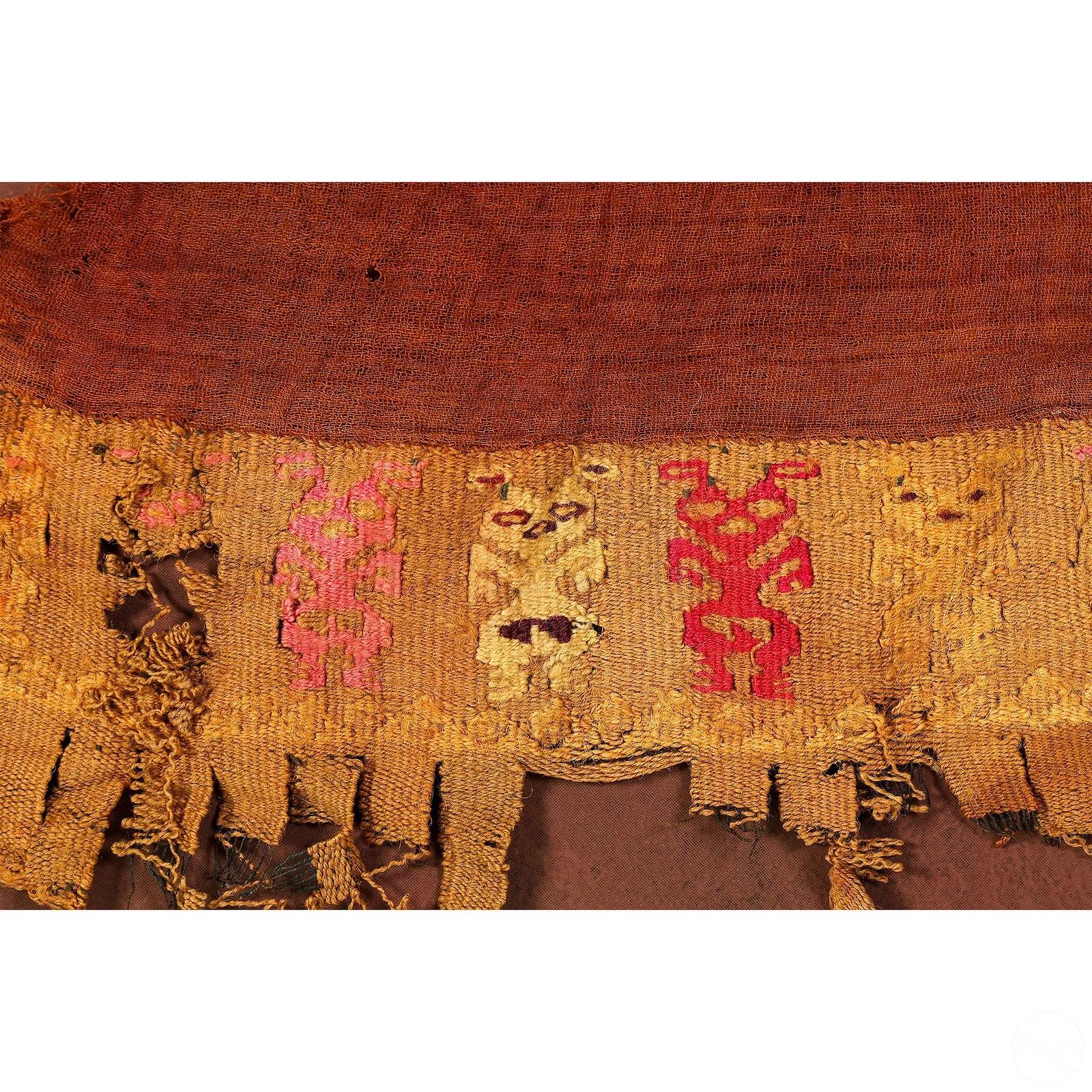 Peruvian Large Framed Pre-Columbian Woven Textile Fragment from Chimu Chancay Culture For Sale