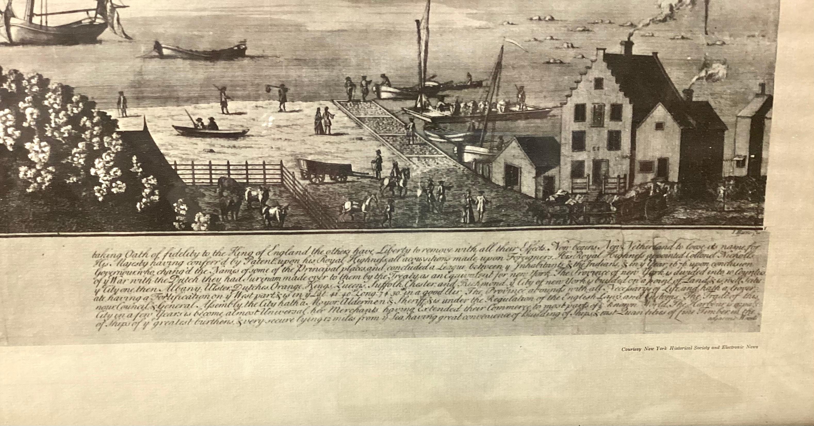 Large Framed Print of Early NYC referred to as The Burgis View 1717 For Sale 1