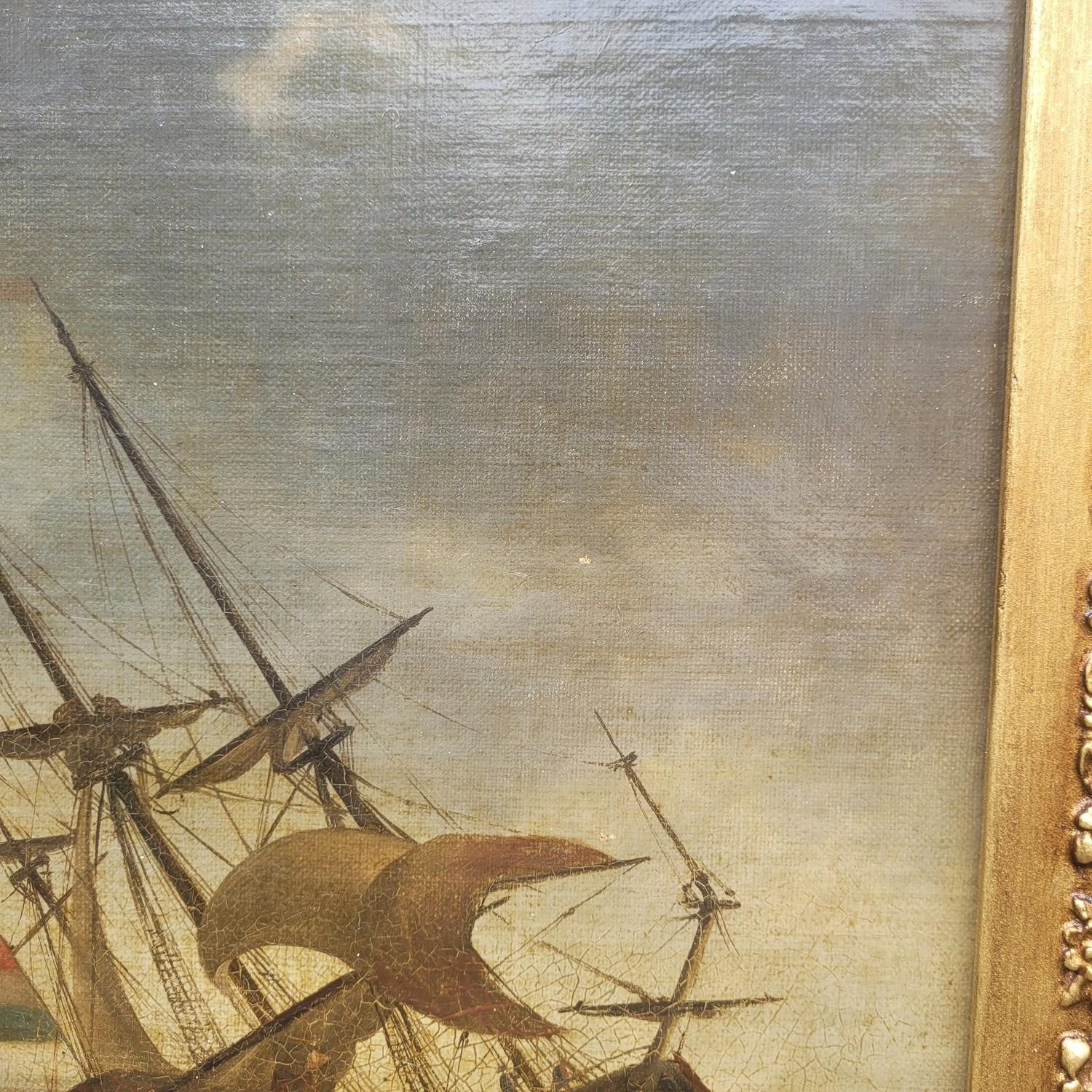 Large Framed Seascape In The Style Of Vernet, Late 17th/early 18th Century im Angebot 7