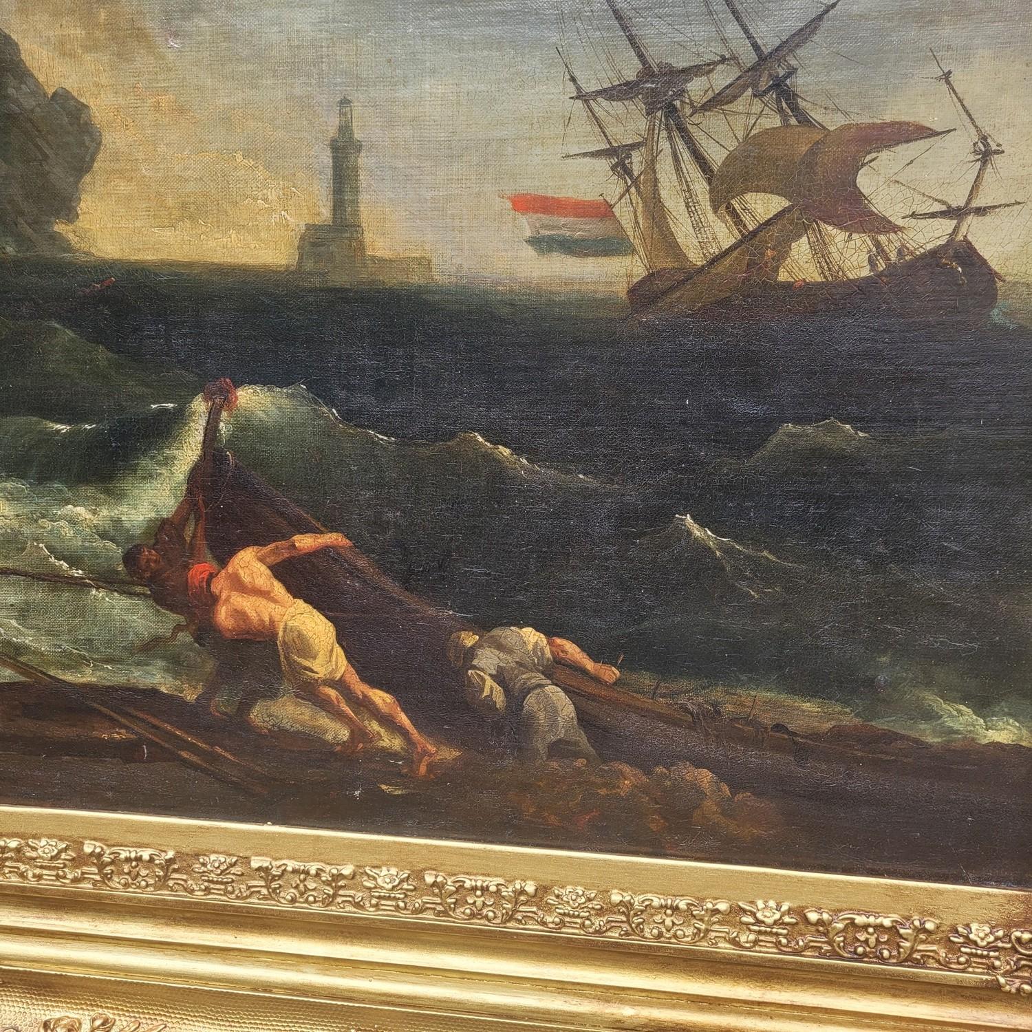 Large Framed Seascape In The Style Of Vernet, Late 17th/early 18th Century im Angebot 1