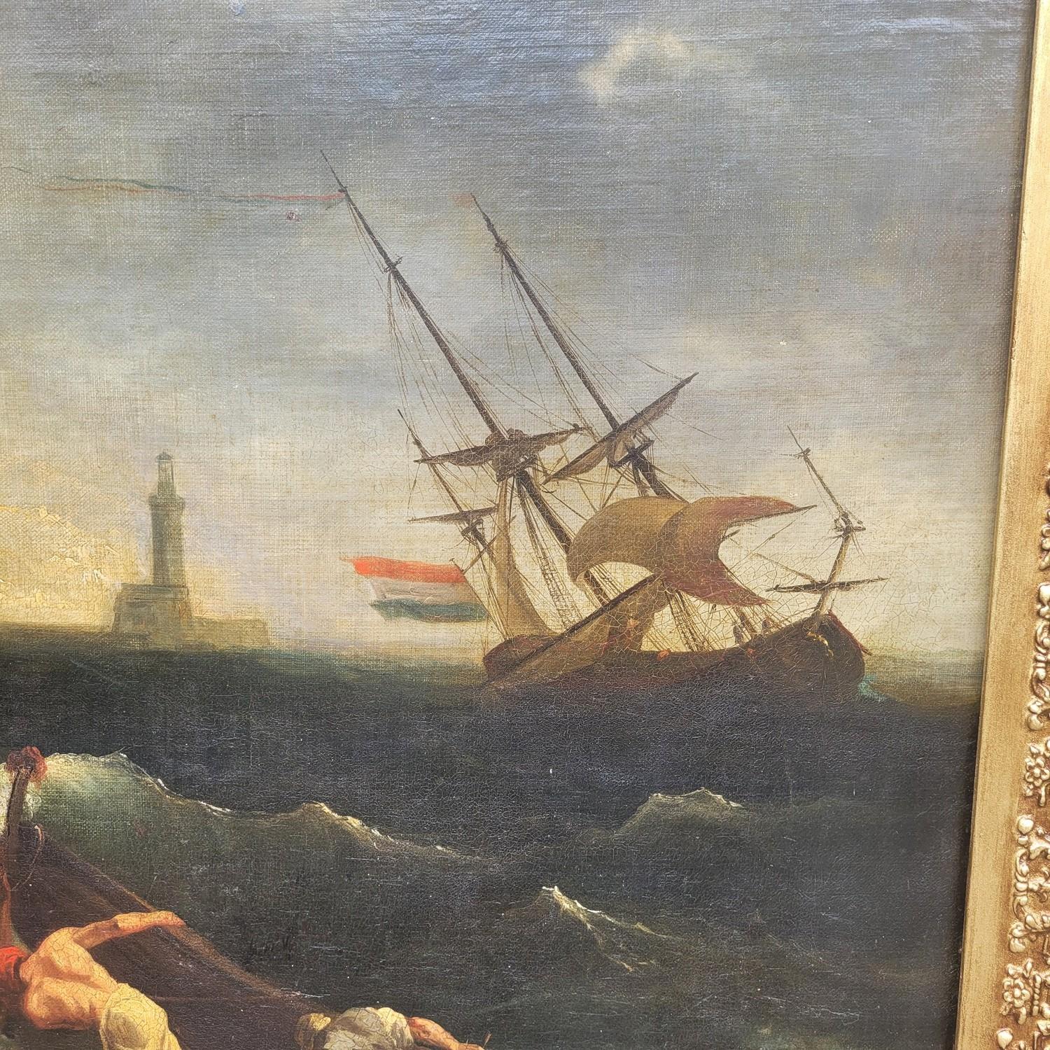 Large Framed Seascape In The Style Of Vernet, Late 17th/early 18th Century im Angebot 2