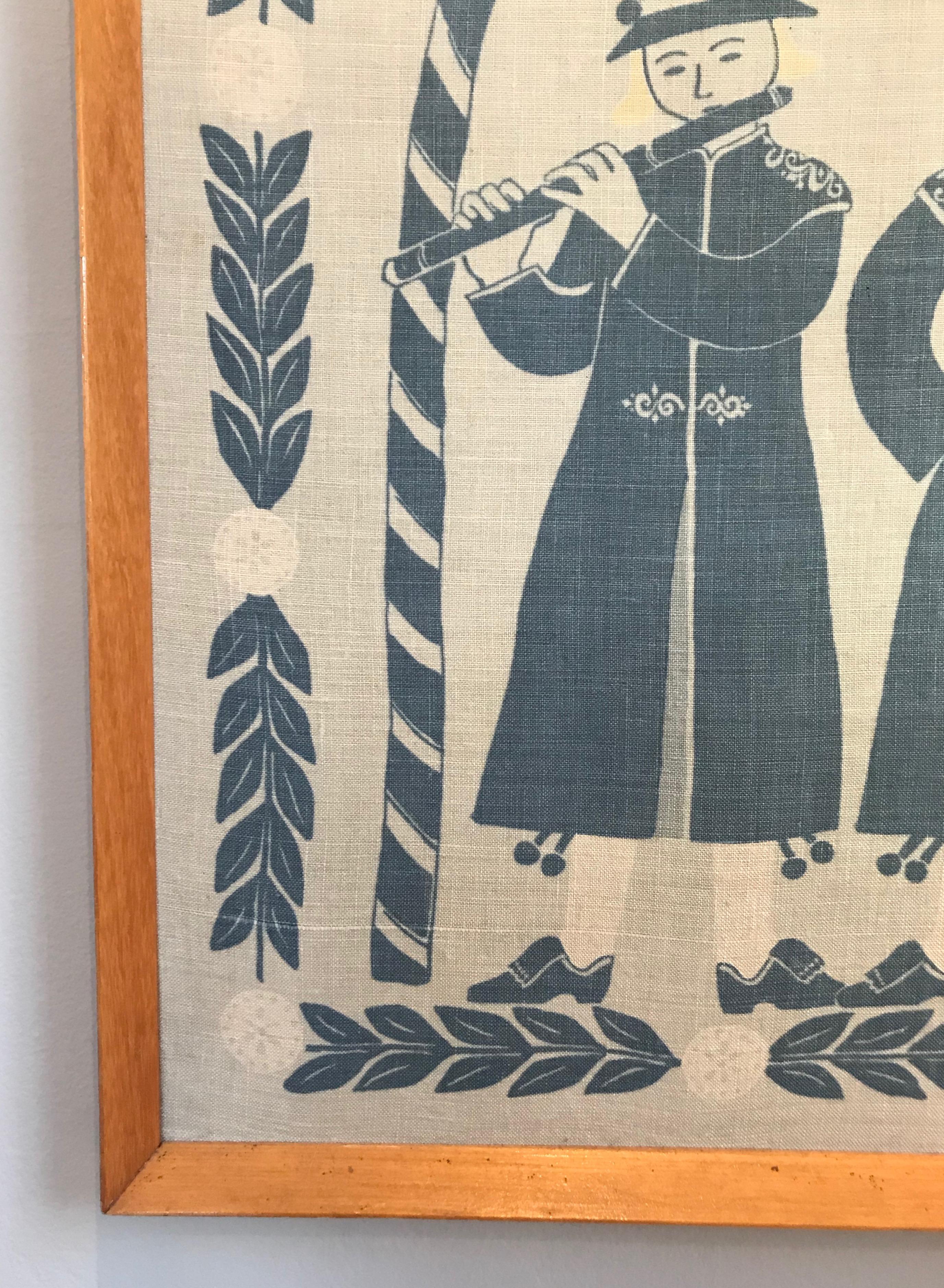 Large Framed Swedish Linen Wall Hanging by Gocken Jobs, Dated 1956 For Sale 8