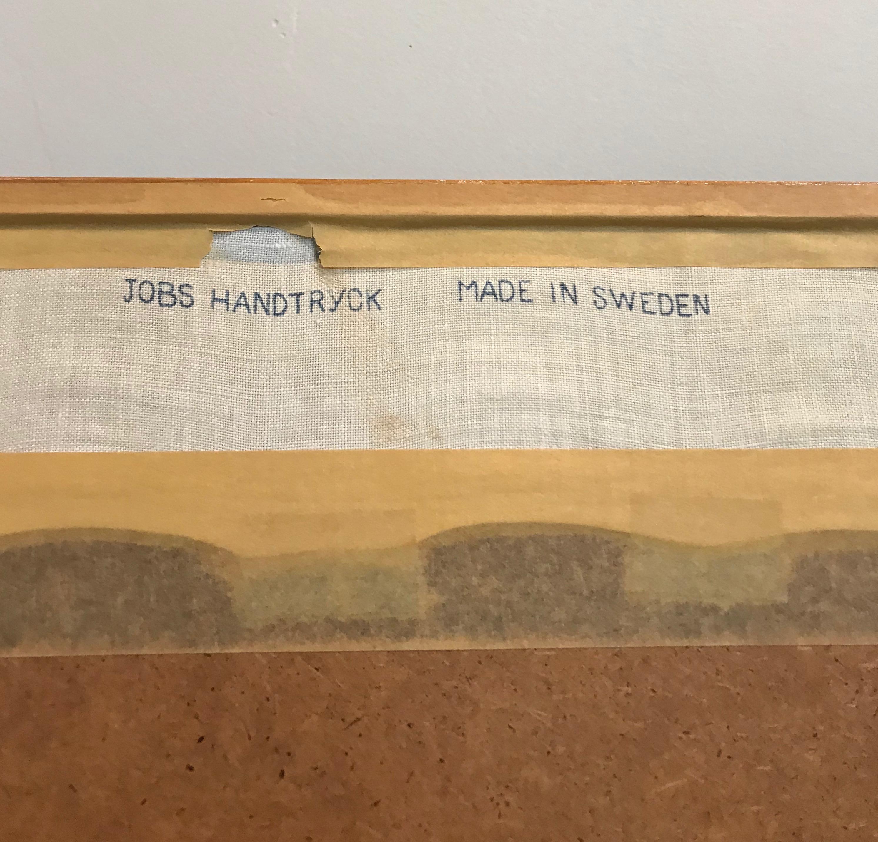 Large Framed Swedish Linen Wall Hanging by Gocken Jobs, Dated 1956 For Sale 10