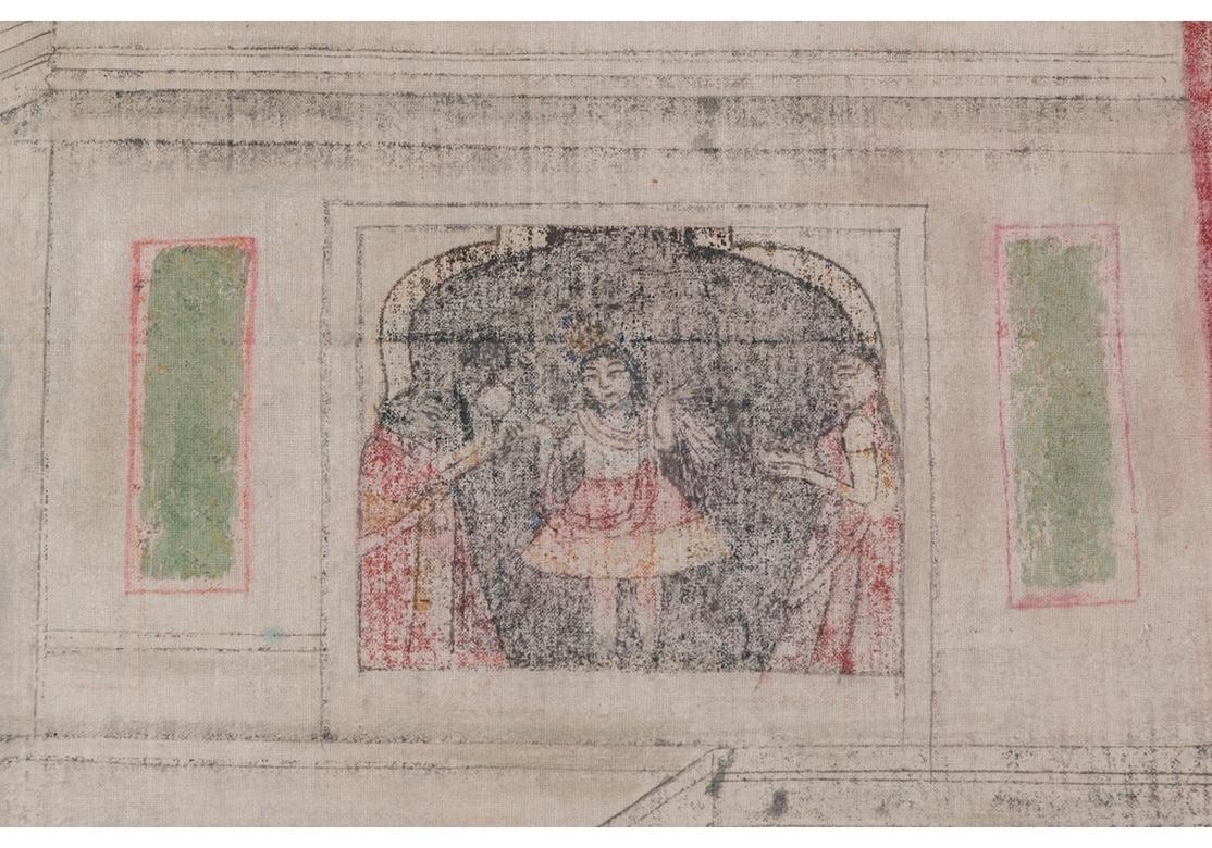 Large Framed Textile Depiction of the Baby Krishna Escaping King Kansa 7