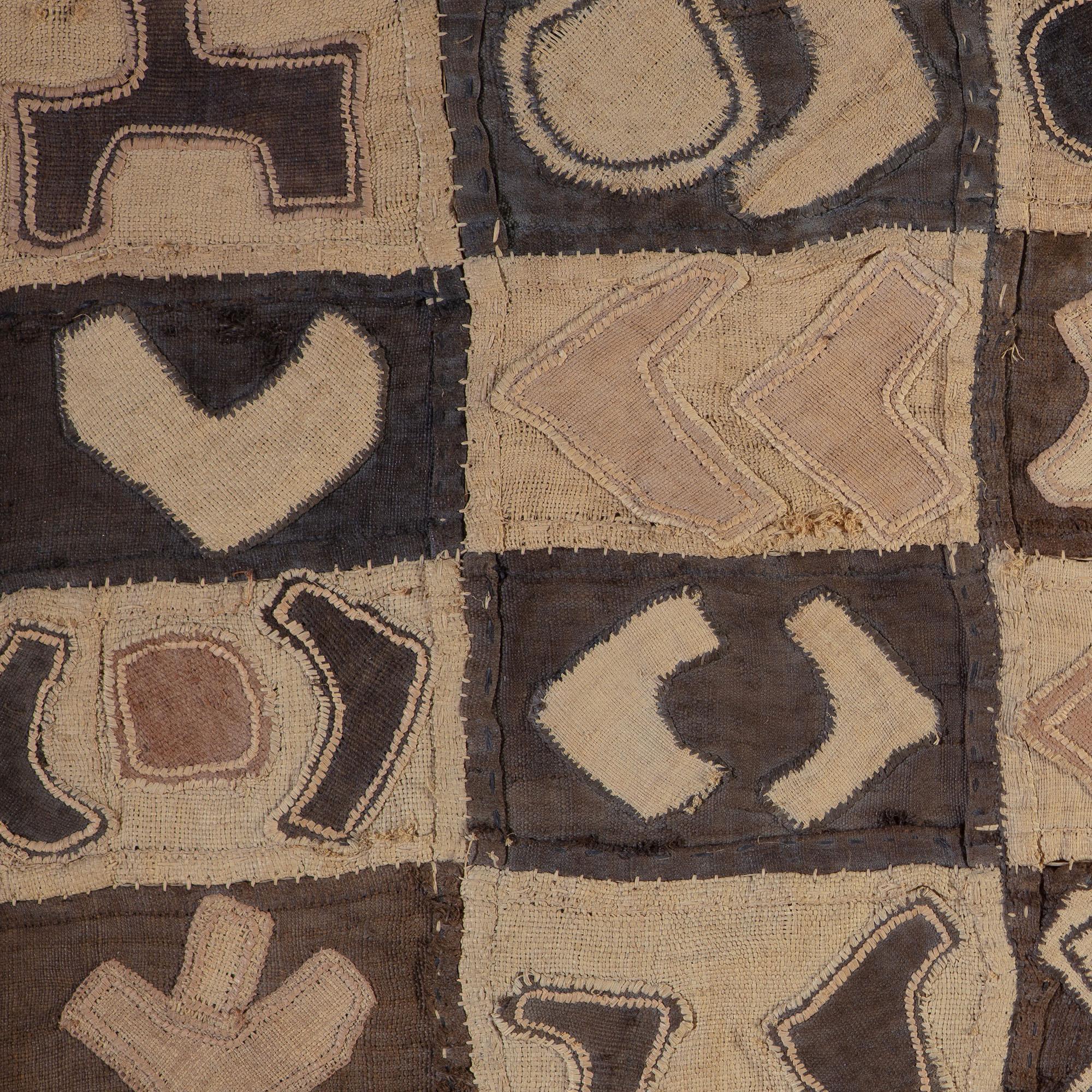 Congolese Large Framed Textile Fragment of a Ceremonial Dance Skirt from the Kuba People For Sale