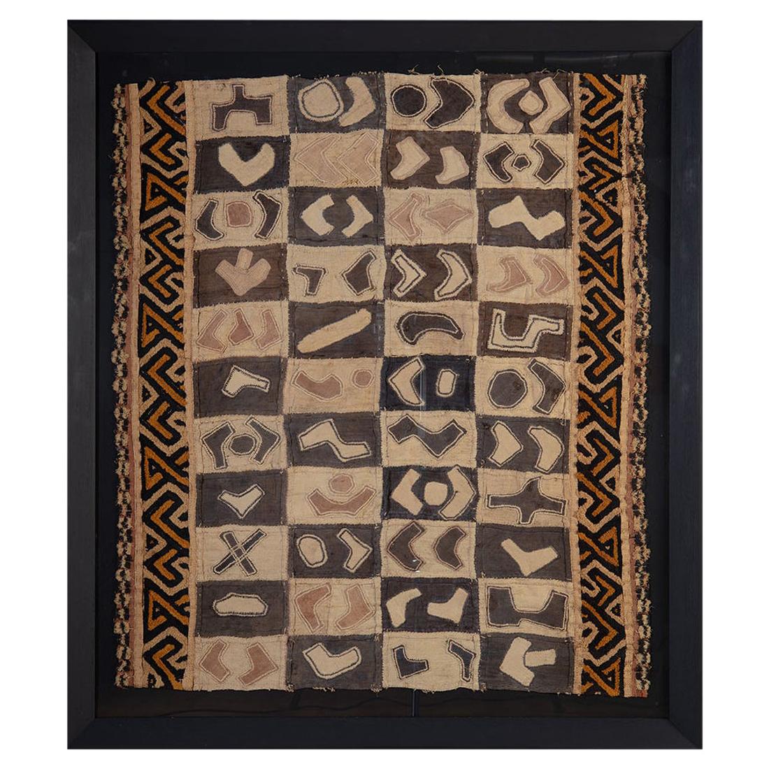 Large Framed Textile Fragment of a Ceremonial Dance Skirt from the Kuba People For Sale
