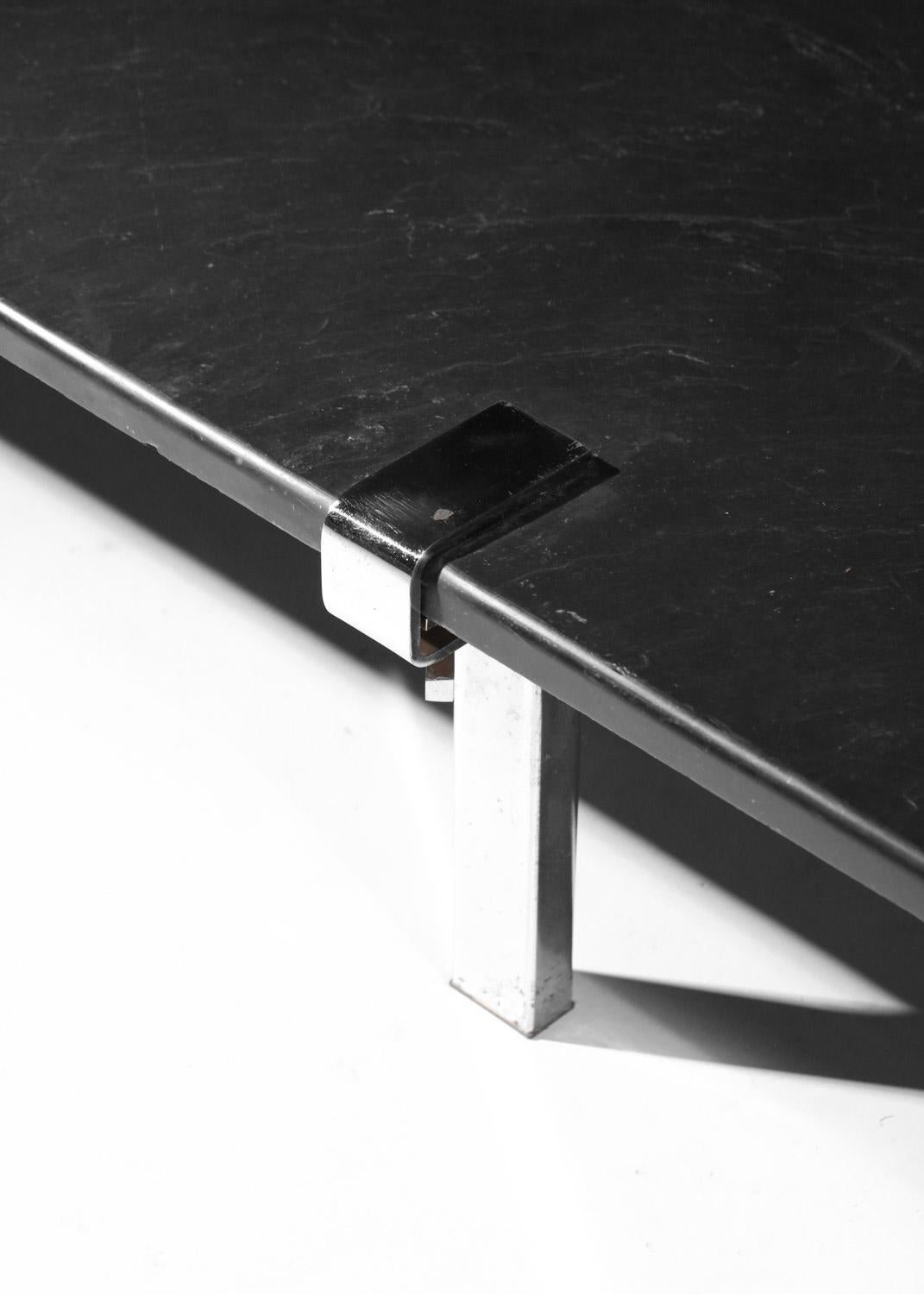 Large François Arnal coffee table with slate top from the 60s For Sale 6